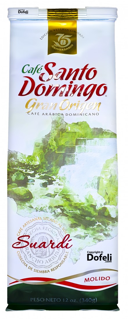 Ground coffee combo from the Dominican Republic: Suardí, Gran Sierra, and Perla Roja, with gourmet profiles.